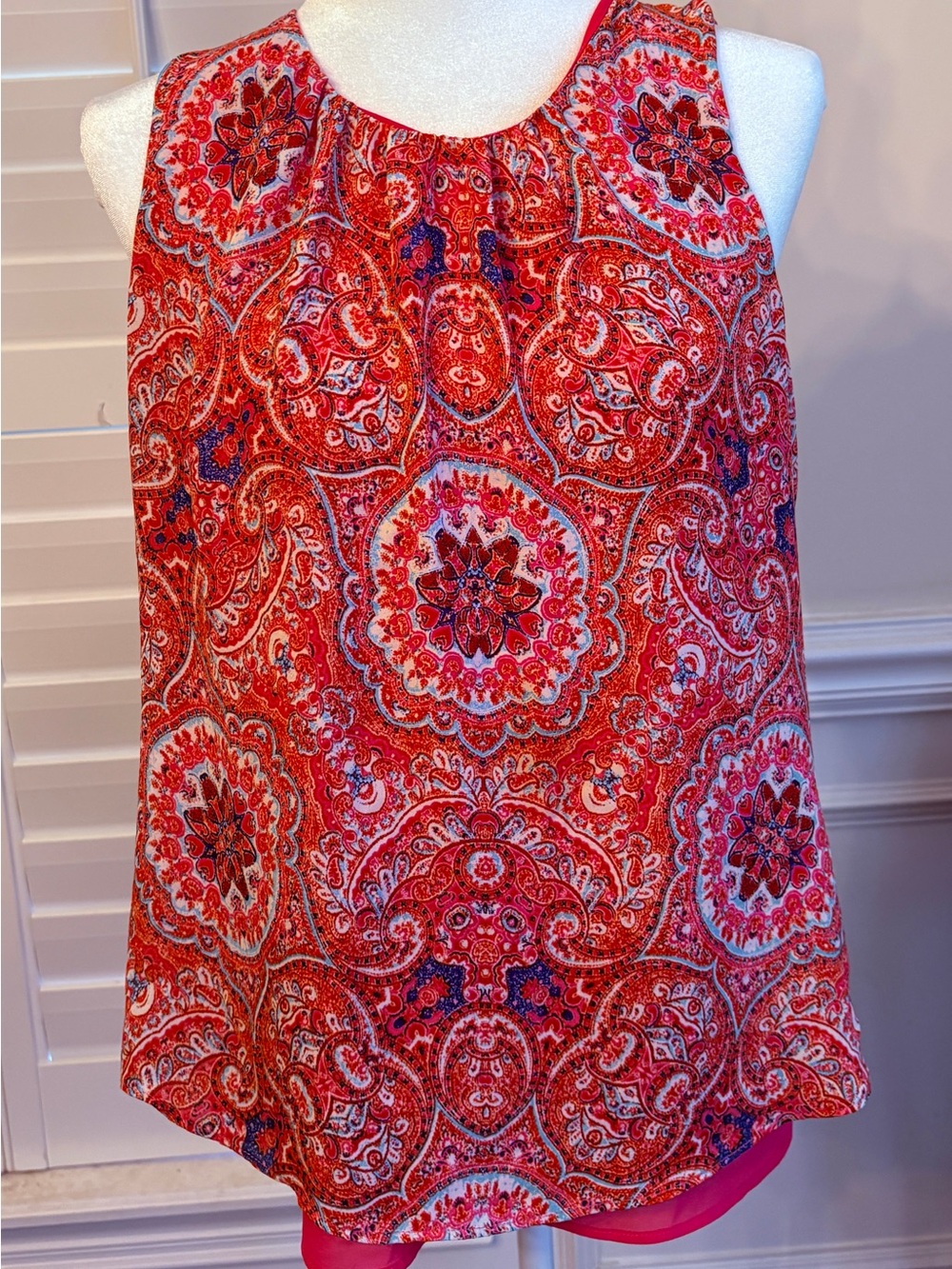 Rose & Olive Red Paisley Medallion Tank Top